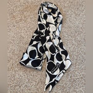 Coach Slim Silk Scarf - Black and White